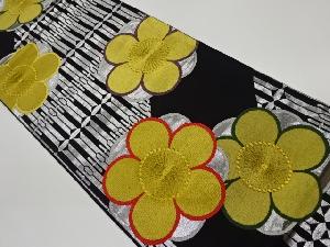 縅毛に梅模様織出し全通袋帯